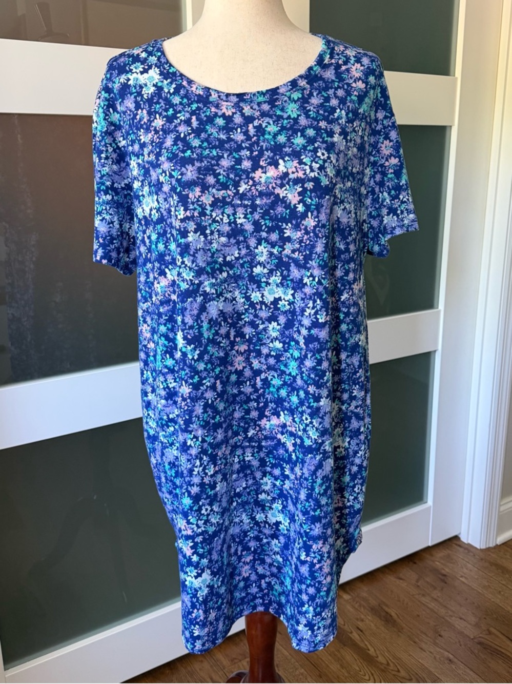 Natori Purple Floral Short Sleeve Sleep Shirt - Picture 5 of 9